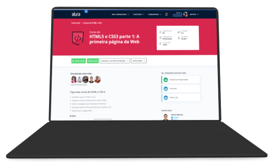 Um monitor e um celular com o alura+ aberto